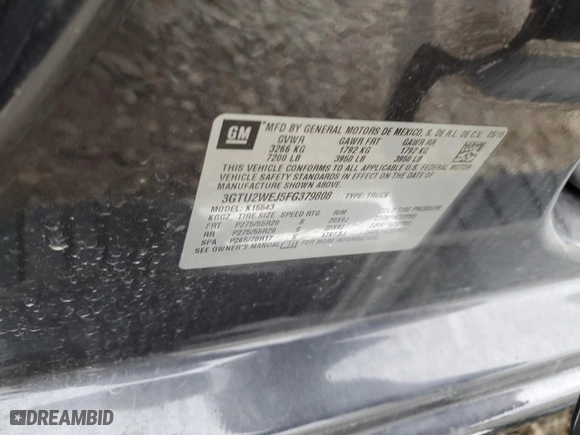 2015 GMC Sierra 1500 Denali with VIN 3GTU2WEJ5FG379808, listed as a Copart auction lot 51179255 with 116,755 mi miles and Salvage Title. Bid and sale history available at carsss.com. Image 12.