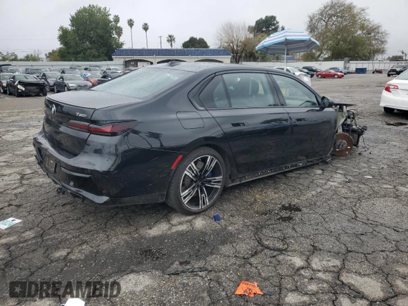 2023 BMW 7 Series 760i xDrive with VIN WBA33EJ02PCL89231, listed as a Copart auction lot 44791555 with 8,156 mi miles and Salvage title. Bid and sale history available at DreamBid. Image 3.