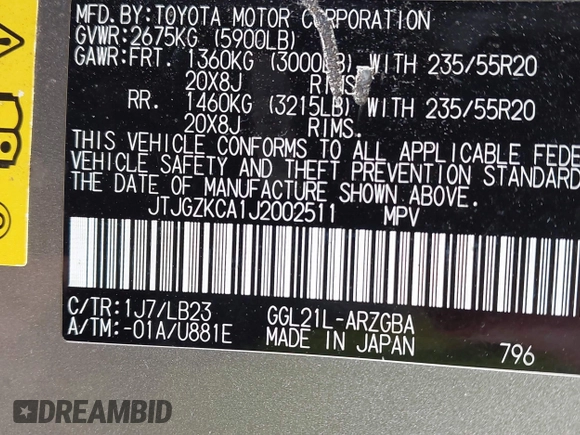 2018 Lexus RX 350L Premium с VIN JTJGZKCA1J2002511, выставлен на аукционе IAAI как лот 42090972 с пробегом 218 782 миль миль и . История ставок и продаж доступна на DreamBid. Изображение 9.