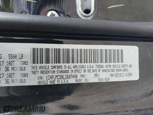 2020 Jeep Cherokee Latitude with VIN 1C4PJMCB8LD607440, listed as a IAAI auction lot 42292035 with 34,939 mi miles and . Bid and sale history available at DreamBid. Image 9.