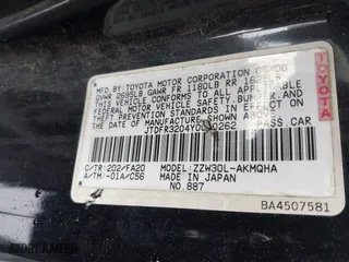 2000 Toyota MR2 Spyder with VIN JTDFR3204Y0020262, listed as a IAAI auction lot 41823386 with 203,044 mi miles. Bid and sale history available at carsss.com. Image 9.