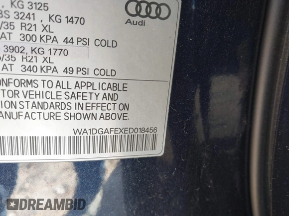 2014 Audi Q7 3.0T S line Prestige with VIN WA1DGAFEXED018456, listed as a IAAI auction lot 41705494 with 114,760 mi miles. Bid and sale history available at carsss.com. Image 9.