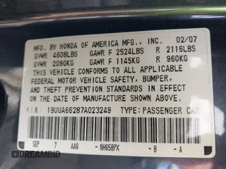 2007 Acura TL with VIN 19UUA66287A023249, listed as a IAAI auction lot 42091228 with 242,269 mi miles. Bid and sale history available at carsss.com. Image 9.