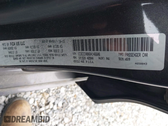2016 Chrysler 200 Limited with VIN 1C3CCCAB8GN146606, listed as a IAAI auction lot 41099239 with 72,937 mi miles and . Bid and sale history available at DreamBid. Image 9.