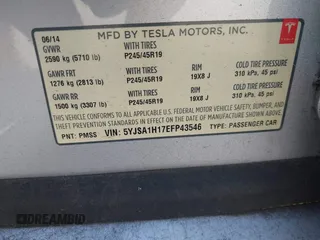 2014 Tesla Model S 60 z VIN 5YJSA1H17EFP43546, wystawiony jako IAAI lot #41896443 z przebiegiem Nie podano mil oraz . Historia ofert i sprzedaży dostępna na DreamBid. Obrazek 9.