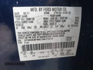 2012 Ford Explorer Limited с VIN 1FMHK8F86CGA11214, выставлен на аукционе IAAI как лот 42522776 с пробегом 134 789 миль миль и . История ставок и продаж доступна на DreamBid. Изображение 9.