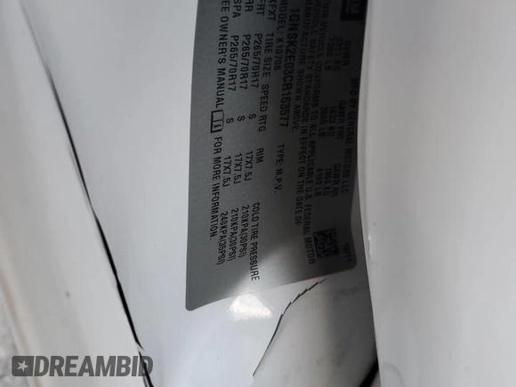 2012 Chevrolet Tahoe Commercial with VIN 1GNSK2E03CR163577, listed as a Copart auction lot 84611234 with 98,056 mi miles and Salvage title. Bid and sale history available at DreamBid. Image 14.