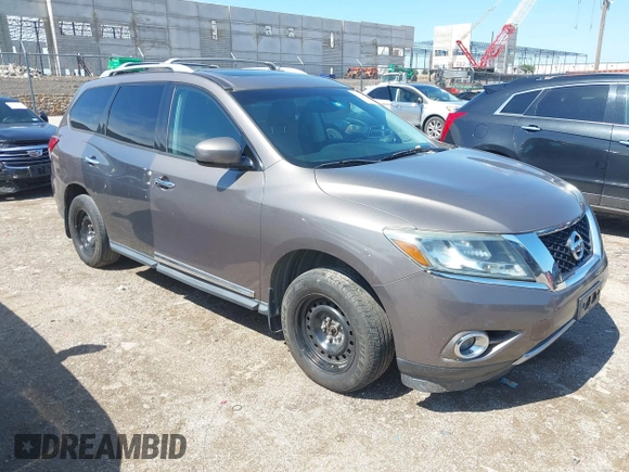 2014 Nissan Pathfinder Platinum z VIN 5N1AR2MN6EC617030, wystawiony jako IAAI lot #42449714 z przebiegiem 107 371 mil mil oraz . Historia ofert i sprzedaży dostępna na DreamBid. Obrazek 1.