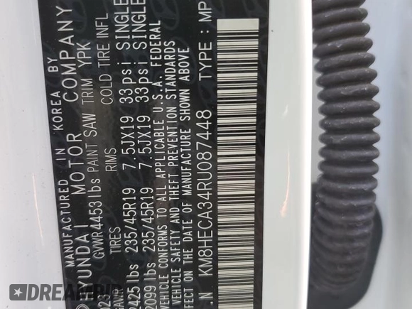 2024 Hyundai Kona Limited with VIN KM8HECA34RU087448, listed as a Copart auction lot 77212004 with 3,857 mi miles and Salvage Title. Bid and sale history available at carsss.com. Image 13.