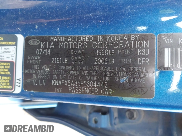 2015 Kia Forte 5-Door EX with VIN KNAFX5A85F5304442, listed as a IAAI auction lot 41886814 with 111,564 mi miles. Bid and sale history available at carsss.com. Image 9.