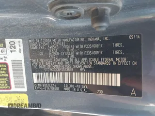 2015 Toyota Sienna XLE with VIN 5TDYK3DC8FS533898, listed as a IAAI auction lot 42630483 with 531,640 mi miles and . Bid and sale history available at DreamBid. Image 9.