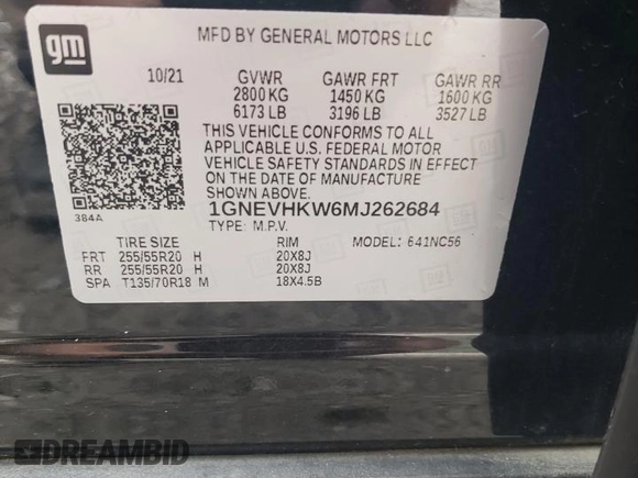 2021 Chevrolet Traverse LT Leather with VIN 1GNEVHKW6MJ262684, listed as a Copart auction lot 64939884 with 27,744 mi miles and Salvage Title. Bid and sale history available at carsss.com. Image 13.