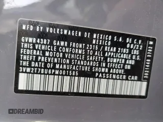2023 Volkswagen Jetta GLI Autobahn z VIN 3VW2T7BU6PM001585, wystawiony jako Copart lot #82532014 z przebiegiem 24 556 mil mil oraz Szkoda całkowita • Salvage title. Historia ofert i sprzedaży dostępna na DreamBid. Obrazek 12.