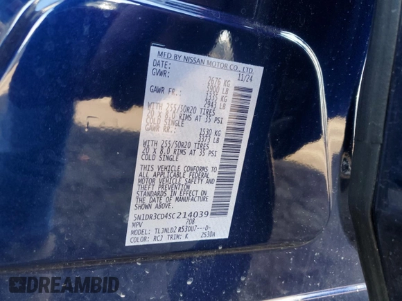 2025 Nissan Pathfinder SL with VIN 5N1DR3CD4SC214039, listed as a Copart auction lot 51912285 with 2,791 mi miles and Salvage title. Bid and sale history available at DreamBid. Image 15.