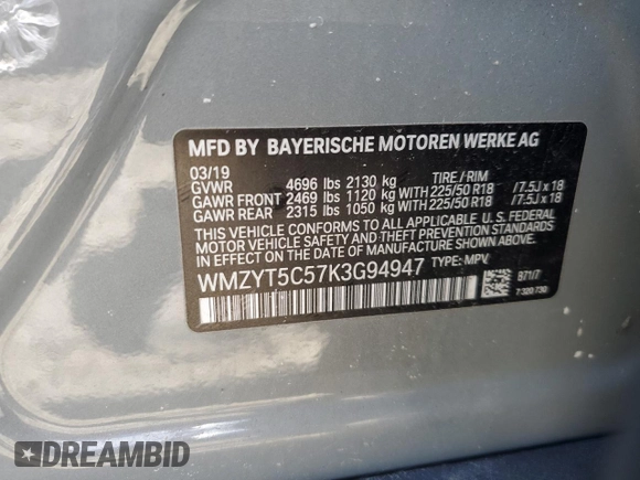 2019 MINI Countryman Cooper S with VIN WMZYT5C57K3G94947, listed as a Copart auction lot 54094365 with 22,096 mi miles and Salvage title. Bid and sale history available at DreamBid. Image 12.