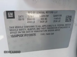 2015 Cadillac CTS with VIN 1G6AP5SX1F0139976, listed as a IAAI auction lot 42139888 with 149,174 mi miles and . Bid and sale history available at DreamBid. Image 9.
