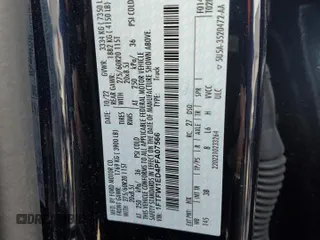 2023 Ford F-150 XL with VIN 1FTFW1ED4PFA07566, listed as a Copart auction lot 46363505 with 23,591 mi miles and Salvage Title. Bid and sale history available at carsss.com. Image 12.