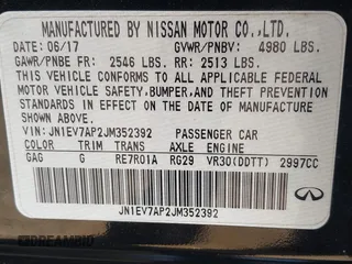 2018 Infiniti Q50 Luxe with VIN JN1EV7AP2JM352392, listed as a IAAI auction lot 41996631 with 90,492 mi miles and . Bid and sale history available at carsss.com. Image 9.