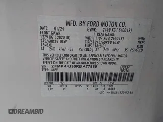 2024 Ford Edge SEL z VIN 2FMPK4J90RBA77889, wystawiony jako IAAI lot #42484303 z przebiegiem 51 211 mil mil oraz . Historia ofert i sprzedaży dostępna na DreamBid. Obrazek 9.