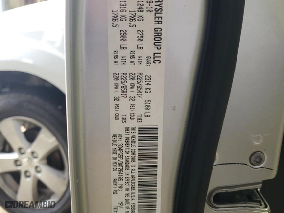 2010 Dodge Journey SXT with VIN 3D4PG5FV3AT264105, listed as a Copart auction lot 46260005 with NaN miles and Salvage Title. Bid and sale history available at carsss.com. Image 13.