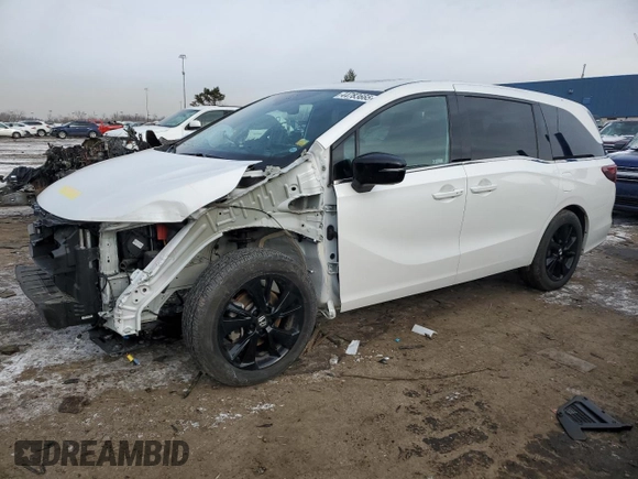 2023 Honda Odyssey Sport with VIN 5FNRL6H74PB069353, listed as a Copart auction lot 44783665 with 12,202 mi miles and Salvage Title. Bid and sale history available at carsss.com. Image 1.