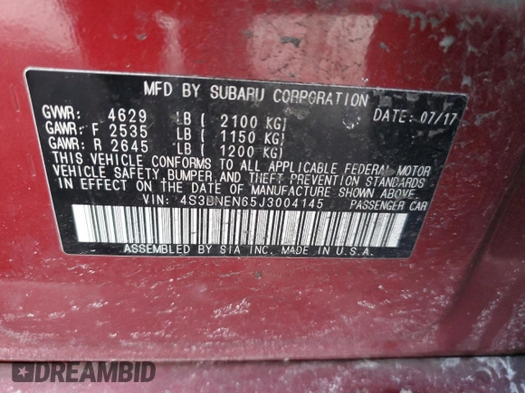 2018 Subaru Legacy Limited with VIN 4S3BNEN65J3004145, listed as a Copart auction lot 42129585 with 161,817 mi miles and Salvage Title. Bid and sale history available at carsss.com. Image 15.