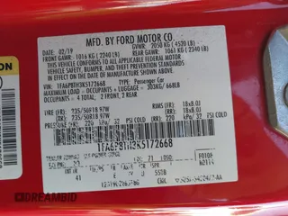 2019 Ford Mustang EcoBoost with VIN 1FA6P8TH3K5172668, listed as a IAAI auction lot 41059758 with 115,224 mi miles and . Bid and sale history available at carsss.com. Image 9.