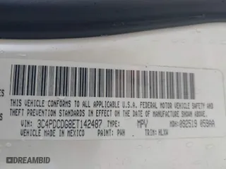 2014 Dodge Journey Limited with VIN 3C4PDCDG8ET142487, listed as a IAAI auction lot 41883362 with NaN miles. Bid and sale history available at carsss.com. Image 9.