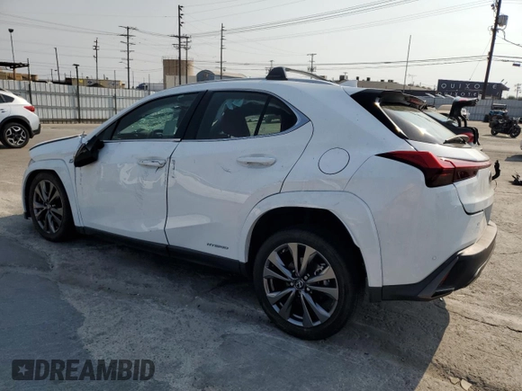 2022 Lexus UX 250h F Sport with VIN JTHE9JBHXN2057983, listed as a Copart auction lot 71456654 with 27,367 mi miles and Salvage Title. Bid and sale history available at DreamBid. Image 2.