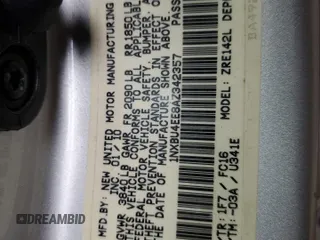 2010 Toyota Corolla with VIN 1NXBU4EE8AZ342357, listed as a Copart auction lot 59922515 with 152,756 mi miles and Salvage title. Bid and sale history available at DreamBid. Image 12.