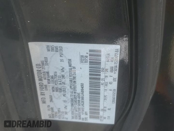 2006 Ford Explorer XLS с VIN 1FMEU62E86UA89450, выставлен на аукционе Copart как лот 62301505 с пробегом Не указан миль и Списание • Salvage title. История ставок и продаж доступна на DreamBid. Изображение 13.