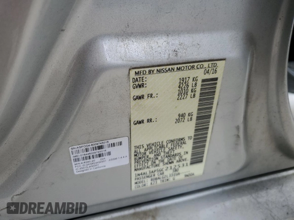 2016 Nissan Altima S with VIN 1N4AL3AP5GC212531, listed as a Copart auction lot 56777965 with 139,318 mi miles and Salvage title. Bid and sale history available at DreamBid. Image 12.