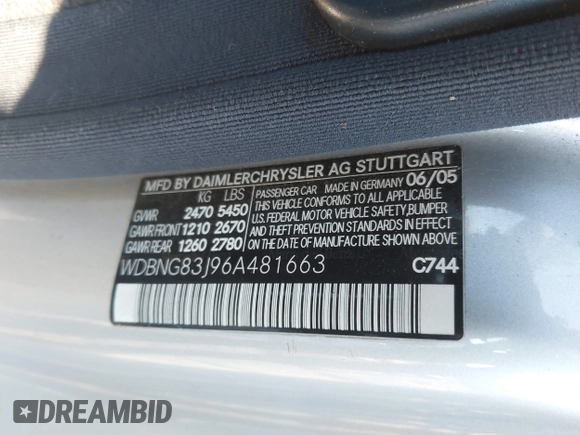 2006 Mercedes-Benz S 430 with VIN WDBNG83J96A481663, listed as a IAAI auction lot 41364480 with Not Provided miles and . Bid and sale history available at carsss.com. Image 9.