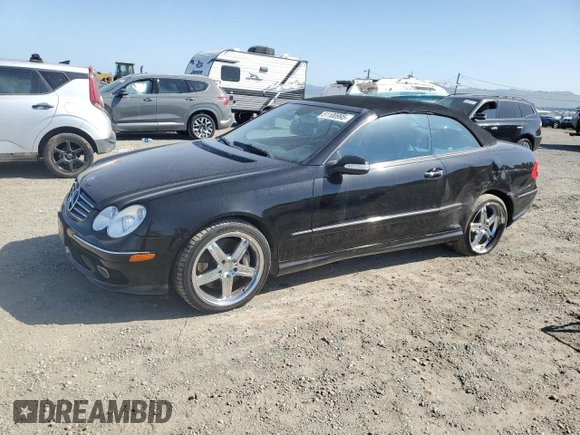 2005 Mercedes-Benz CLK 500 with VIN WDBTK75GX5T045859, listed as a Copart auction lot 51100995 with 130,761 mi miles and Salvage title. Bid and sale history available at DreamBid. Image 1.
