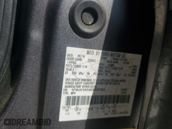 2011 Ford Expedition Limited с VIN 1FMJU1K54BEF07363, выставлен на аукционе Copart как лот 60822245 с пробегом 119 785 миль миль и Списание • Salvage title. История ставок и продаж доступна на DreamBid. Изображение 13.