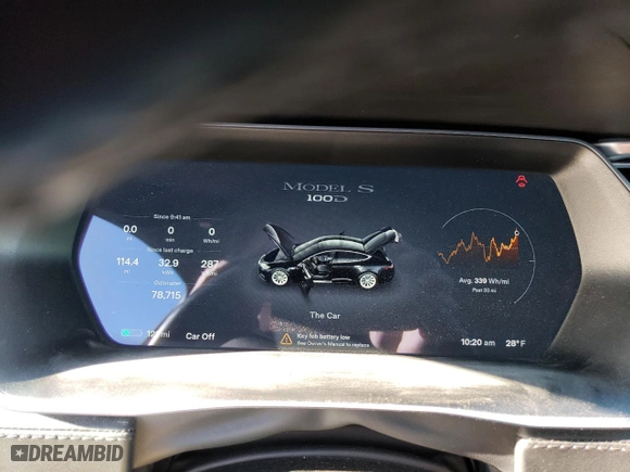 2017 Tesla Model S 100D with VIN 5YJSA1E2XHF204713, listed as a Copart auction lot 88489925 with 78,715 mi miles and Salvage Title. Bid and sale history available at carsss.com. Image 9.