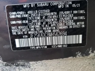 2021 Subaru Forester with VIN JF2SKADC8MH542694, listed as a Copart auction lot 77646874 with 75,114 mi miles and Salvage Title. Bid and sale history available at carsss.com. Image 14.
