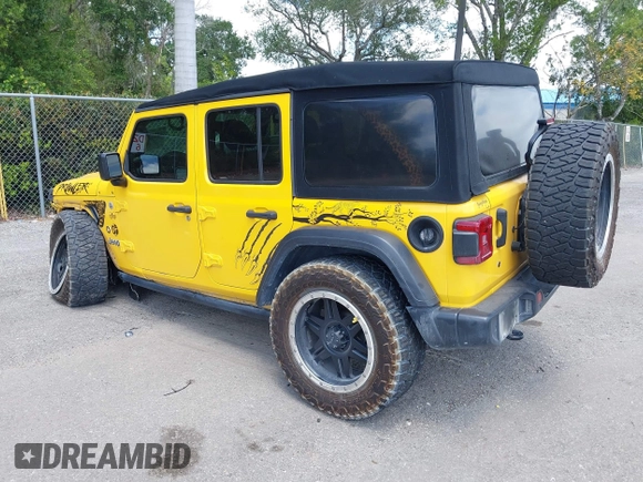 2018 Jeep Wrangler Unlimited Sport z VIN 1C4HJXDN2JW324872, wystawiony jako IAAI lot #42112231 z przebiegiem 80 412 mil mil oraz . Historia ofert i sprzedaży dostępna na DreamBid. Obrazek 3.