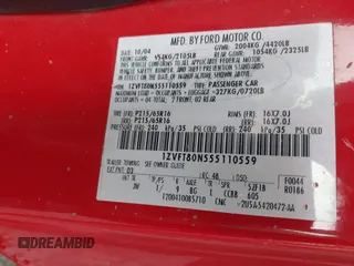 2005 Ford Mustang Deluxe with VIN 1ZVFT80N555110559, listed as a IAAI auction lot 42320778 with 117,594 mi miles and . Bid and sale history available at DreamBid. Image 9.