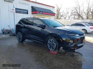 2021 Chevrolet Blazer RS with VIN 3GNKBKRS7MS557772, listed as a IAAI auction lot 41157912 with 67,550 mi miles. Bid and sale history available at carsss.com. Image 1.