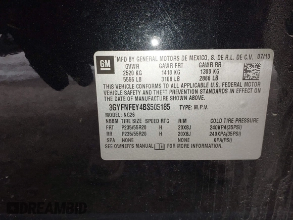2011 Cadillac SRX Premium Collection with VIN 3GYFNFEY4BS505185, listed as a IAAI auction lot 41599817 with 211,836 mi miles. Bid and sale history available at carsss.com. Image 9.
