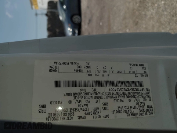 2014 Ford Econoline Cargo Commercial with VIN 1FTNE2EWXEDA81007, listed as a IAAI auction lot 42693549 with 117,457 mi miles and . Bid and sale history available at DreamBid. Image 9.