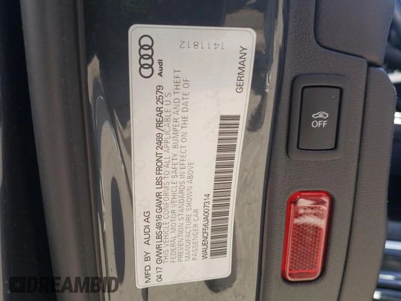 2018 Audi A5 Sportback Premium Plus with VIN WAUENCF56JA007314, listed as a Copart auction lot 47826323 with 35,571 mi miles. Bid and sale history available at carsss.com. Image 13.