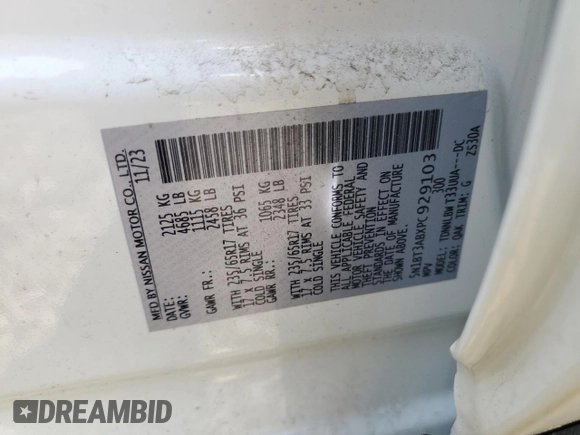 2023 Nissan Rogue S z VIN 5N1BT3ABXPC929103, wystawiony jako Copart lot #56005965 z przebiegiem 11 064 mil mil oraz Szkoda całkowita • Salvage title. Historia ofert i sprzedaży dostępna na DreamBid. Obrazek 13.