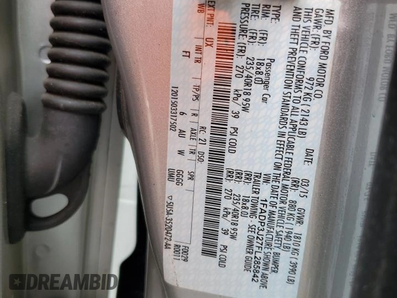 2015 Ford Focus Titanium with VIN 1FADP3J27FL285842, listed as a Copart auction lot 61159935 with 79,215 mi miles and Salvage title. Bid and sale history available at DreamBid. Image 12.