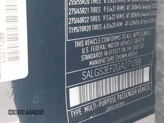 2016 Land Rover Range Rover Supercharged с VIN SALGS3EF2GA271288, выставлен на аукционе IAAI как лот 42031649 с пробегом Не указан миль и . История ставок и продаж доступна на DreamBid. Изображение 9.