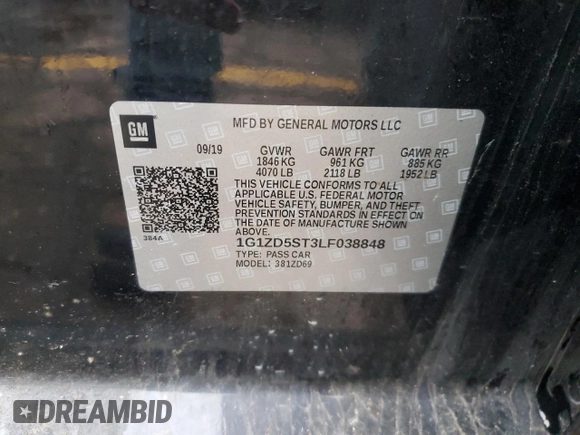 2020 Chevrolet Malibu LT with VIN 1G1ZD5ST3LF038848, listed as a Copart auction lot 81261484 with 81,756 mi miles and Salvage Title. Bid and sale history available at DreamBid. Image 12.