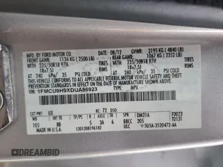 2013 Ford Escape SEL with VIN 1FMCU9H9XDUA86923, listed as a Copart auction lot 45551265 with 157,001 mi miles and Salvage Title. Bid and sale history available at carsss.com. Image 13.