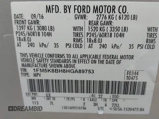 2017 Ford Explorer with VIN 1FM5K8BH8HGA89753, listed as a IAAI auction lot 42109485 with 151,757 mi miles and . Bid and sale history available at carsss.com. Image 9.