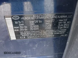 2022 Hyundai Santa Fe SEL with VIN 5NMS2DAJXNH384426, listed as a IAAI auction lot 42082280 with 76,462 mi miles. Bid and sale history available at carsss.com. Image 9.